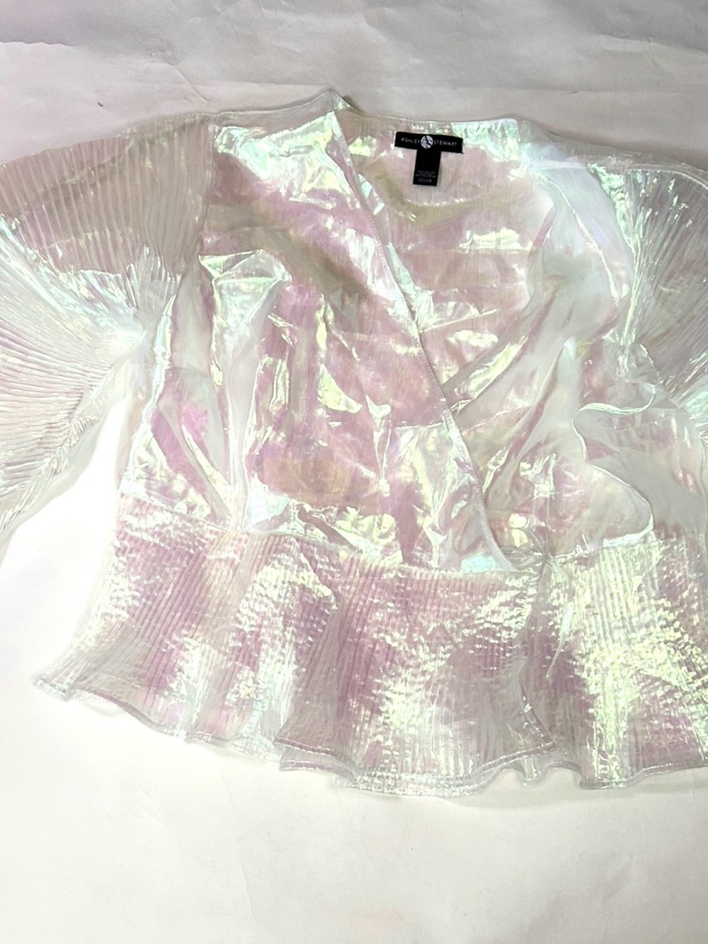 Ashley Stewart Iridescent Wrap Peplum Top - Pink